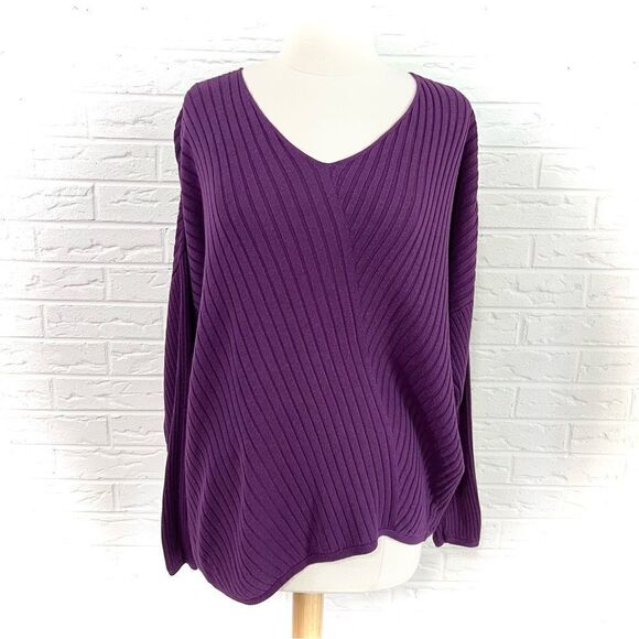 Eileen Fisher Tencel Organic Cotton Silk Blend Purple Sweater Size Medium - Picture 2 of 5
